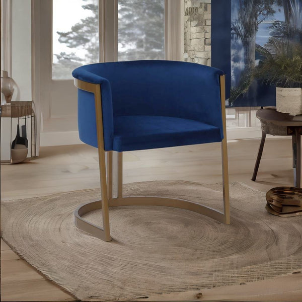 Elizabeth Premium Velvet Fabric Blue Colour Barrel Chair