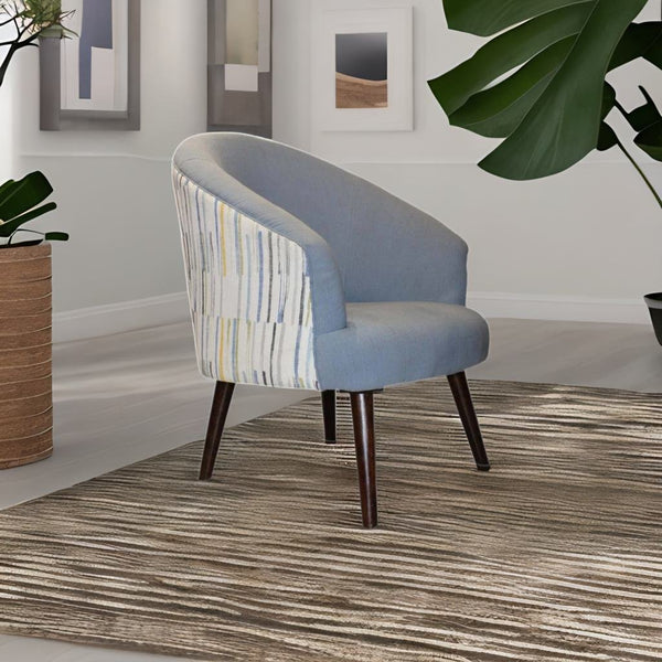 Modern Fabric Light Blue Color Barrel Chair