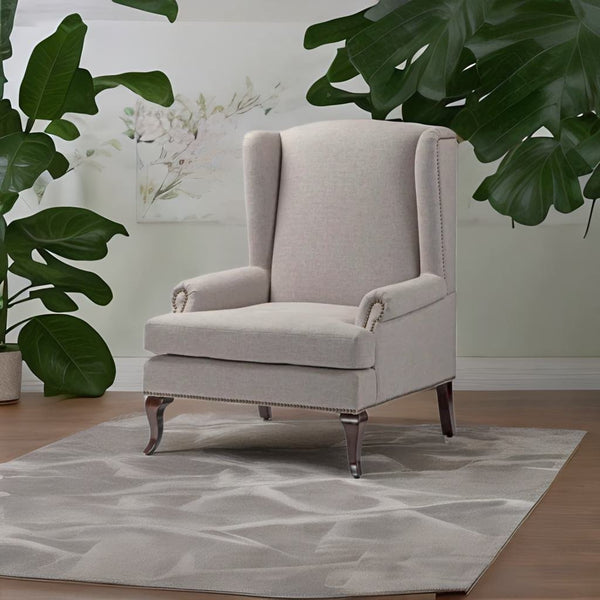 Solid Sheesham Wood & Fabric Single Seater Sofa