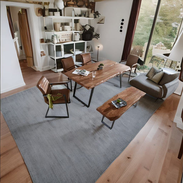 Live Edge Solid Wood 6 Seater Dining Table Set With Bench