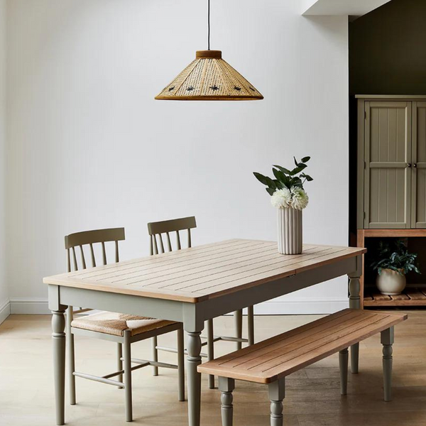 Gray Solid Wood 6 Seater Dining Table Set