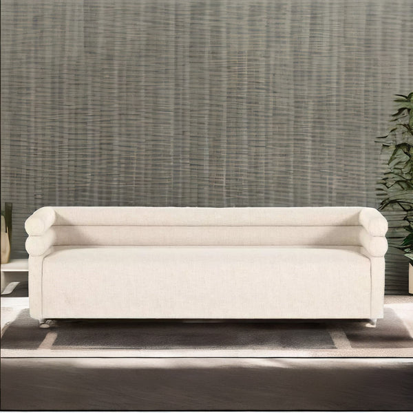 Modern 3 Seater Fabric Sofa - Cream Finish