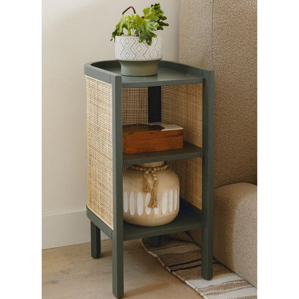 Classic Cane Bedside Table In Sage