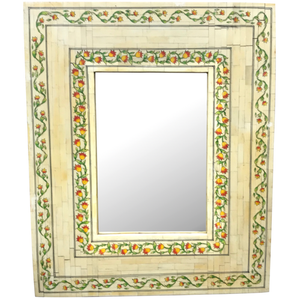 Bone Inlay Hand Painted Indian Mirror Frame