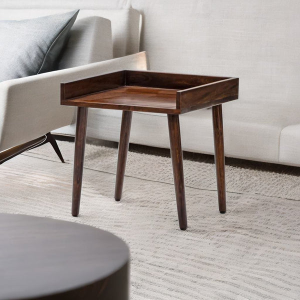 Classic Sheesham Wood End Table - Brown Finish