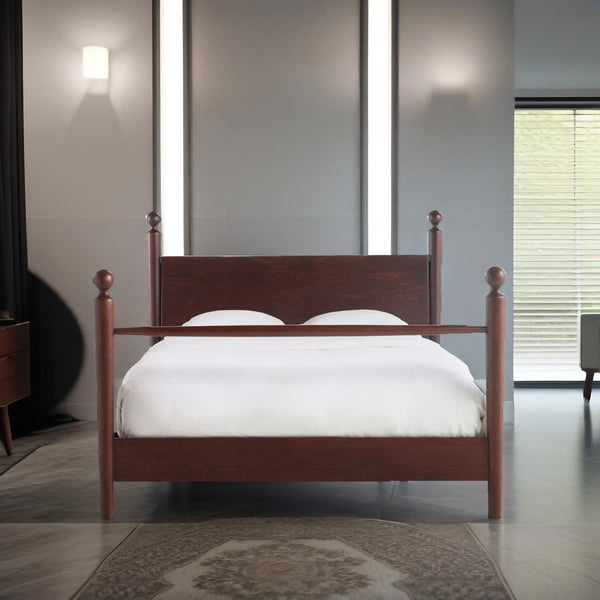 Jodha Solid Sheesham Wood Bed in Walnut Finish