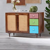 Modern Rattan Mango Solid Wood Brown Finish Sideboard
