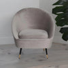 Elizabeth Premium Velvet Fabric Grey Color Barrel Chair and Stool
