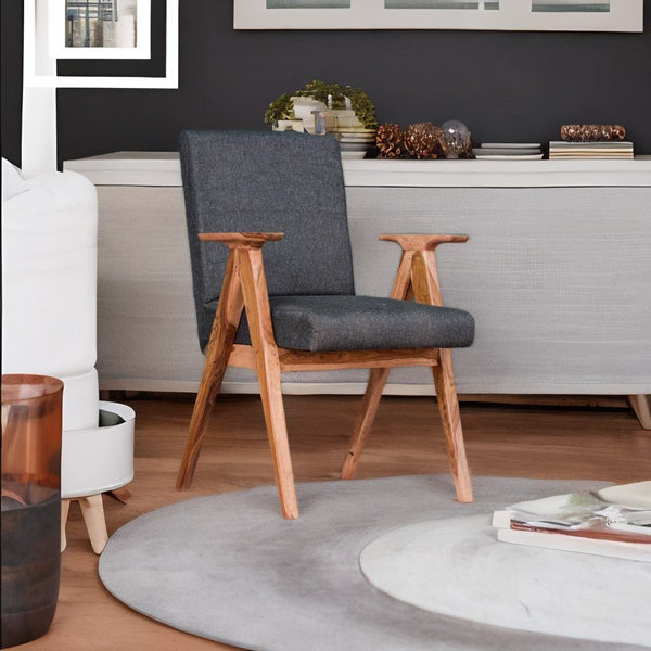 Hawkins Solid Wood 6 Seater Dining Table Set With Upholstered Chairs