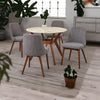 Modern Solid Wood Round Marble Top 4 Seater Dining Table Set