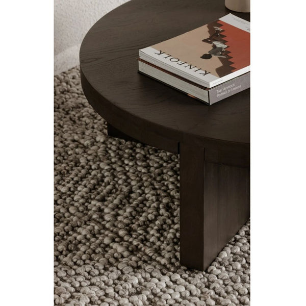 Modern Solid Round Coffee Table In Brown
