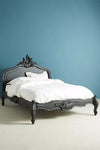 Colonial Solid Wood Carved Bed in Black Finish