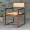 Modern Rattan Solid Wood Dining Chair - Brown Finish