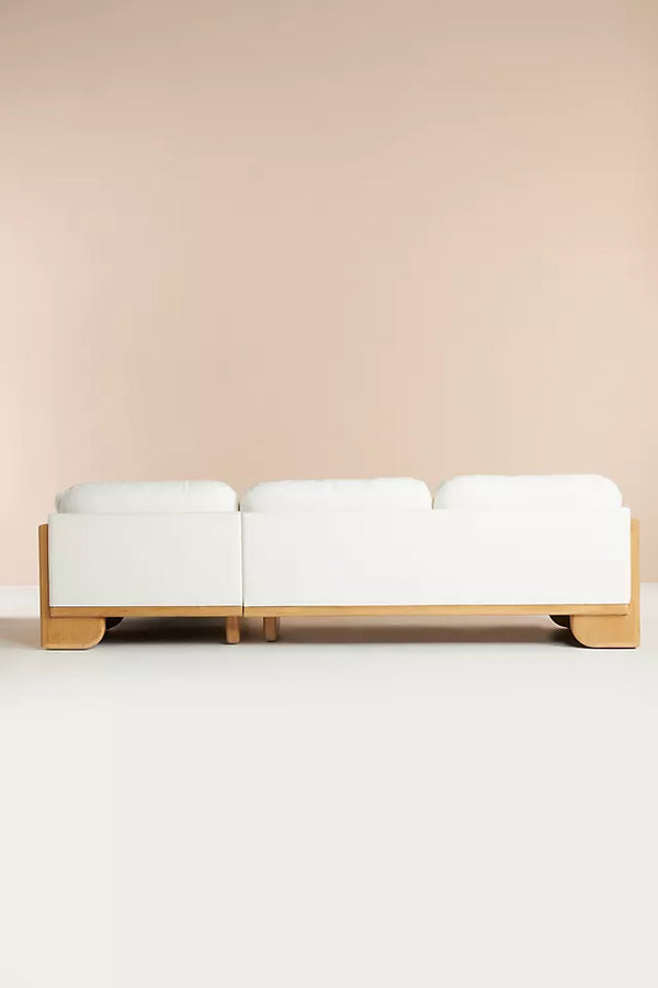 Cruse Solid Wood And Fabric Sectional Couch In White