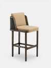 Modern Rattan Solid Wood Bar Stool With Fabric