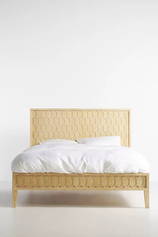 Antalya Modern Hand Carved Wooden Bed- All Sizes