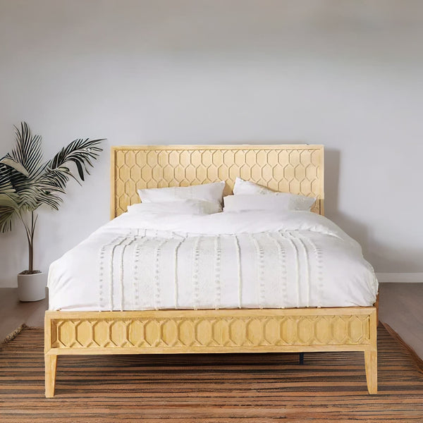 Antalya Modern Hand Carved Wooden Bed- All Sizes