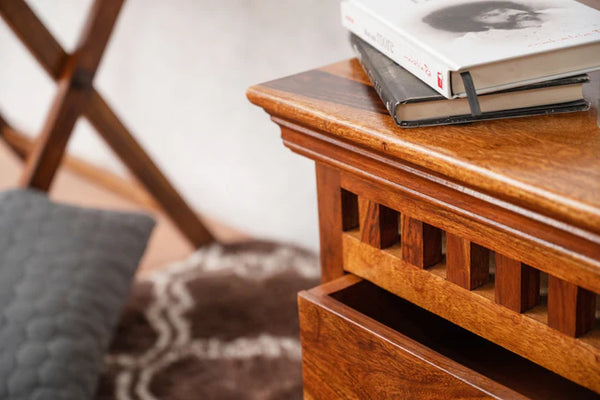 Modern Solid Mango Wooden Nightstand Bedside Table