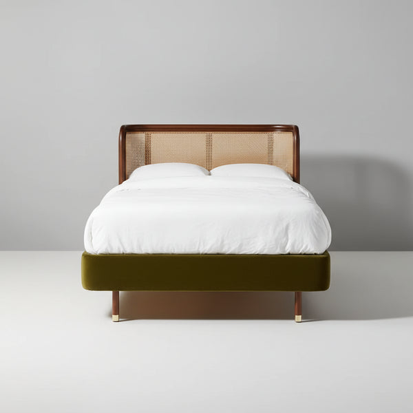 Akron Rattan Solid Wood Bed-All Sizes