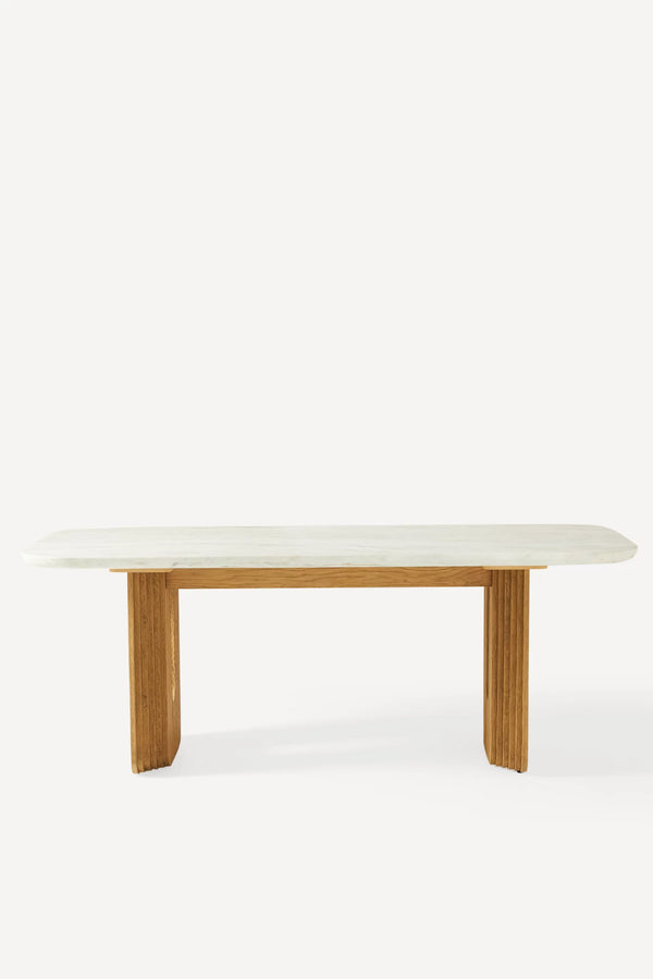Modern Marble Table With Solid Wooden Base