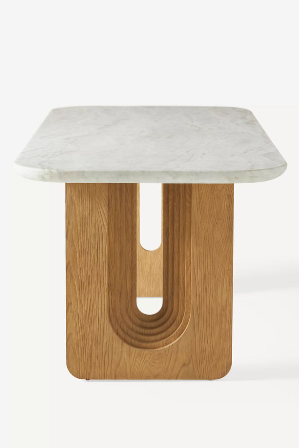 Modern Marble Table With Solid Wooden Base