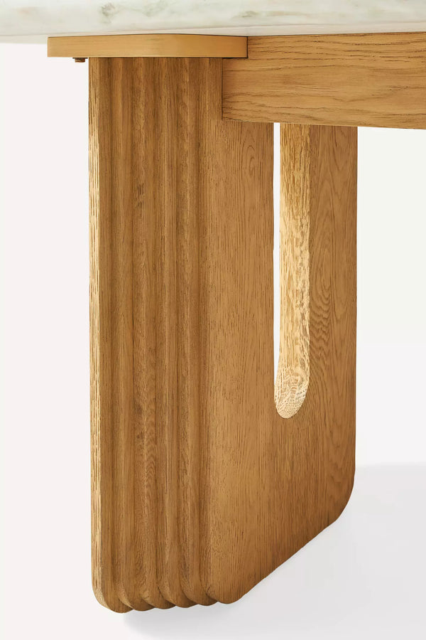 Modern Marble Table With Solid Wooden Base