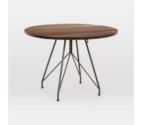 Premium Mango Wood Round Dining Table Set With Leather Upholstered Chairs - 4 Seater, 6 Seater - All Sizes