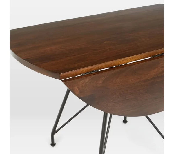 Premium Mango Wood Round Dining Table Set With Leather Upholstered Chairs - 4 Seater, 6 Seater - All Sizes