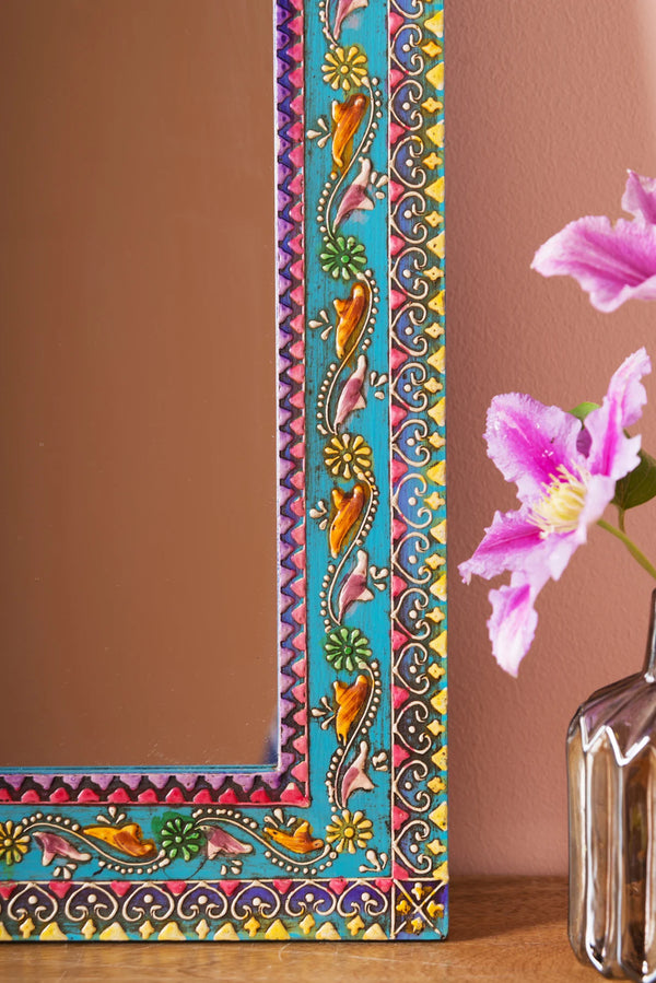 Jaipuri Handpanited and Handcarved Mirror Frame
