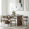 Antalya Modern Fluted Curve Marble Top Dining Set With Boucle Chairs - 4 Seater, 6 Seater - All Sizes