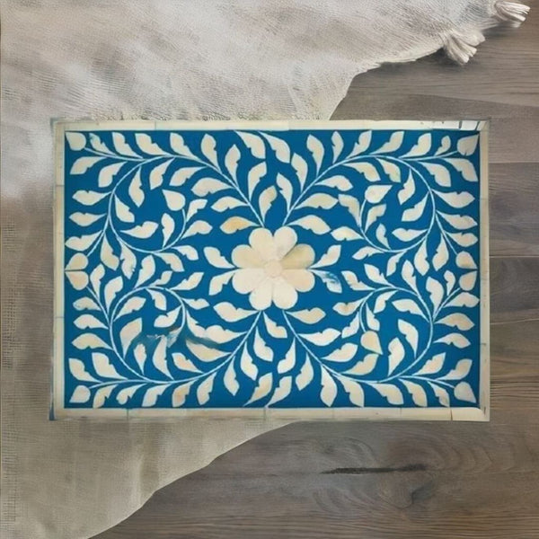 Rectangle Wooden Serving Tray - Floral Pattern