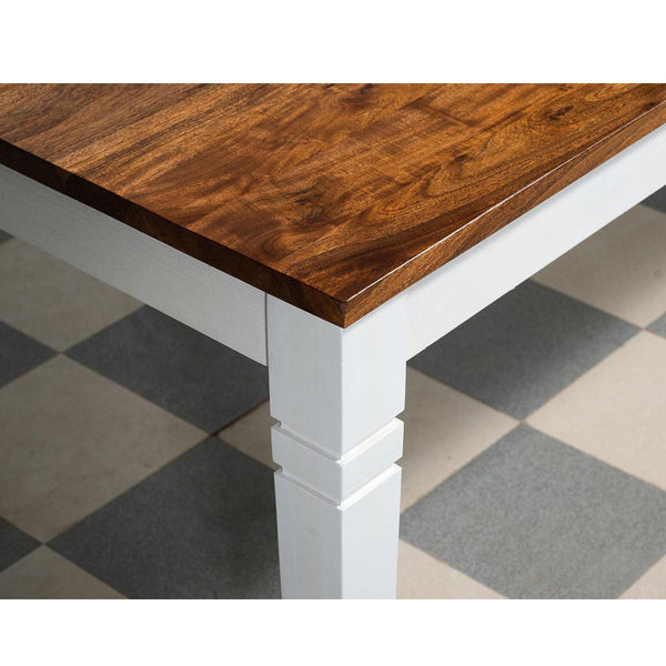 French Solid Wood 6 Seater Dining Table Set With Bench