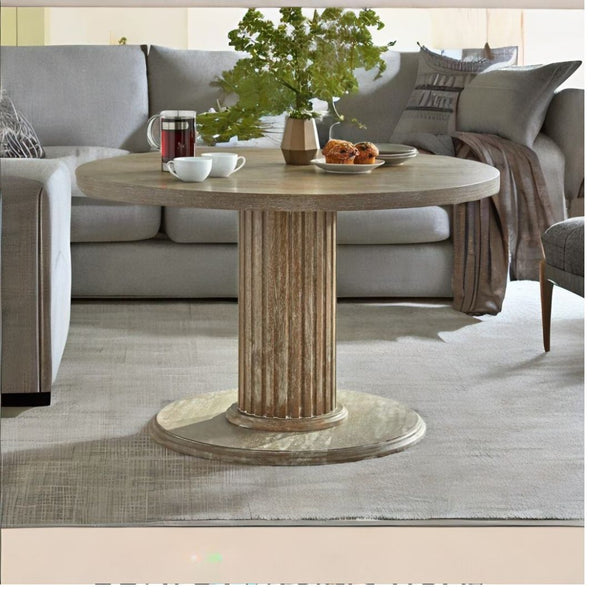 Rattan French Solid Wood 4 Seater Round Dining Table Set