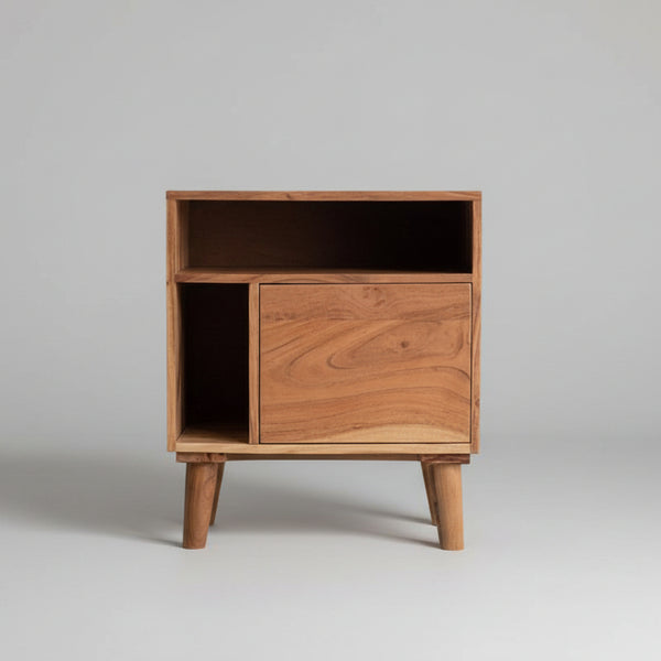 wooden bedside table