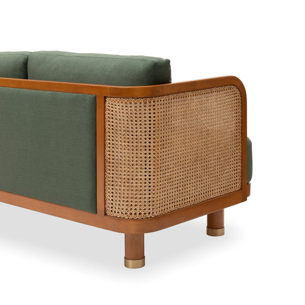 Alsace Solid Wood 3 Seater Rattan Sofa