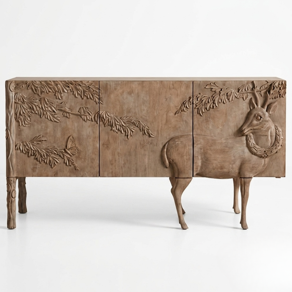 Amalfi Solid Wood Carved Side Board