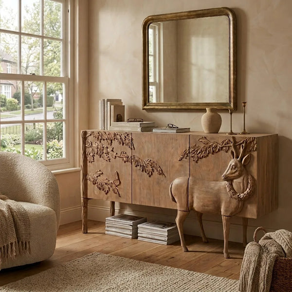 Amalfi Solid Wood Carved Side Board