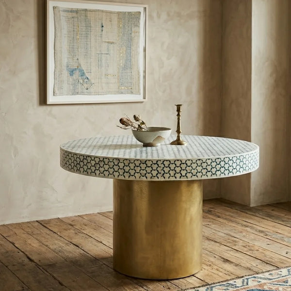 Amaya Luxury Bone Inlay Round Dining Table