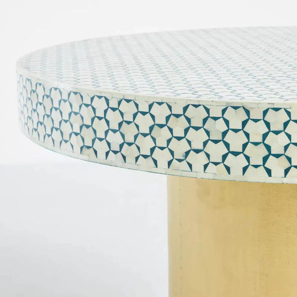 Amaya Luxury Bone Inlay Round Dining Table, detail view