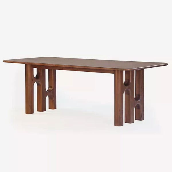 Ambre Acacia Wood Dining Table, side angle