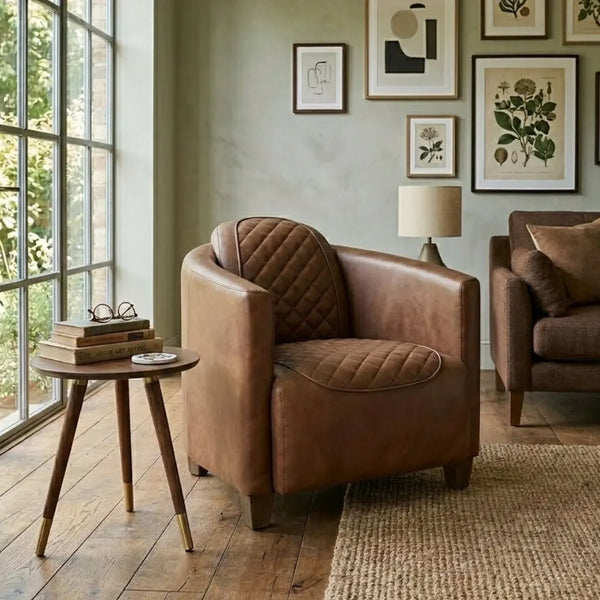 Anchorage Tufted Genuine Leather Sofa