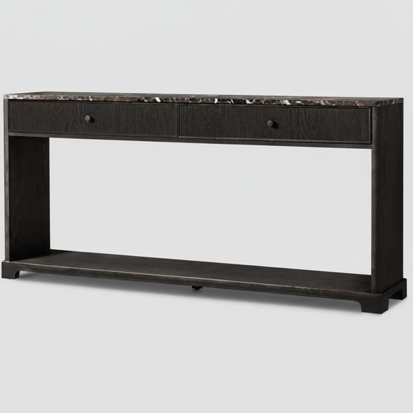 Ancient Oak Wood Marble Console Table