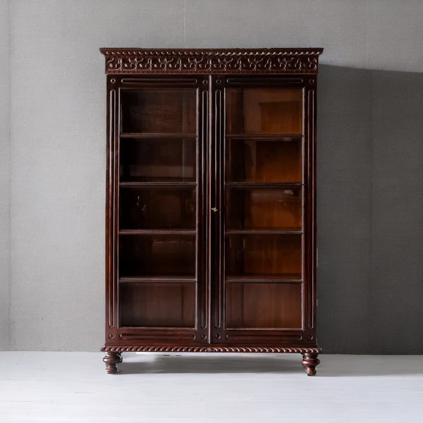 Traditional & Classic Carved Rosewood Glass Front Cabinet