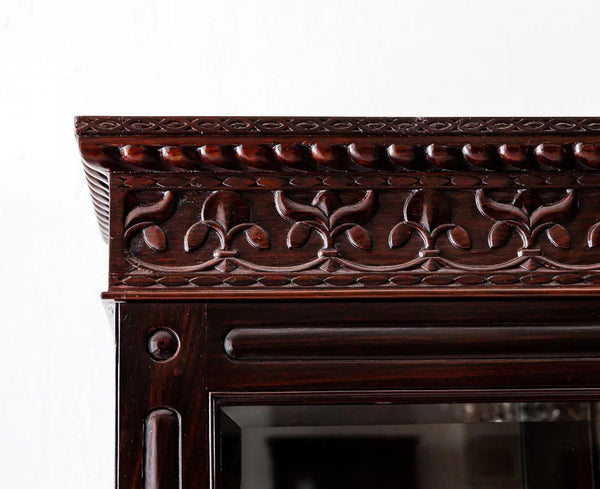 Traditional & Classic Carved Rosewood Glass Front Cabinet