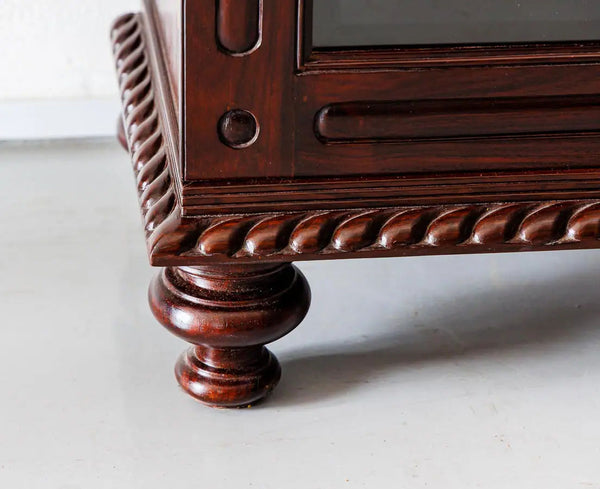 Traditional & Classic Carved Rosewood Glass Front Cabinet