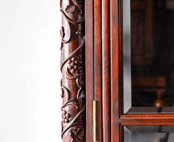Traditional & Classic Carved Teakwood Glass Front Cabinet