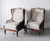 Traditional Pair of Luxurious Teakwood Walnut Wing Chair