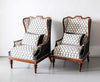 Traditional Pair of Luxurious Teakwood Walnut Wing Chair
