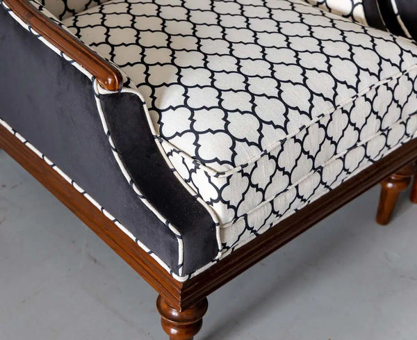 Traditional Pair of Luxurious Teakwood Walnut Wing Chair