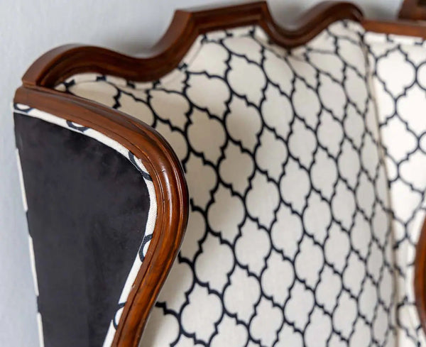 Traditional Pair of Luxurious Teakwood Walnut Wing Chair